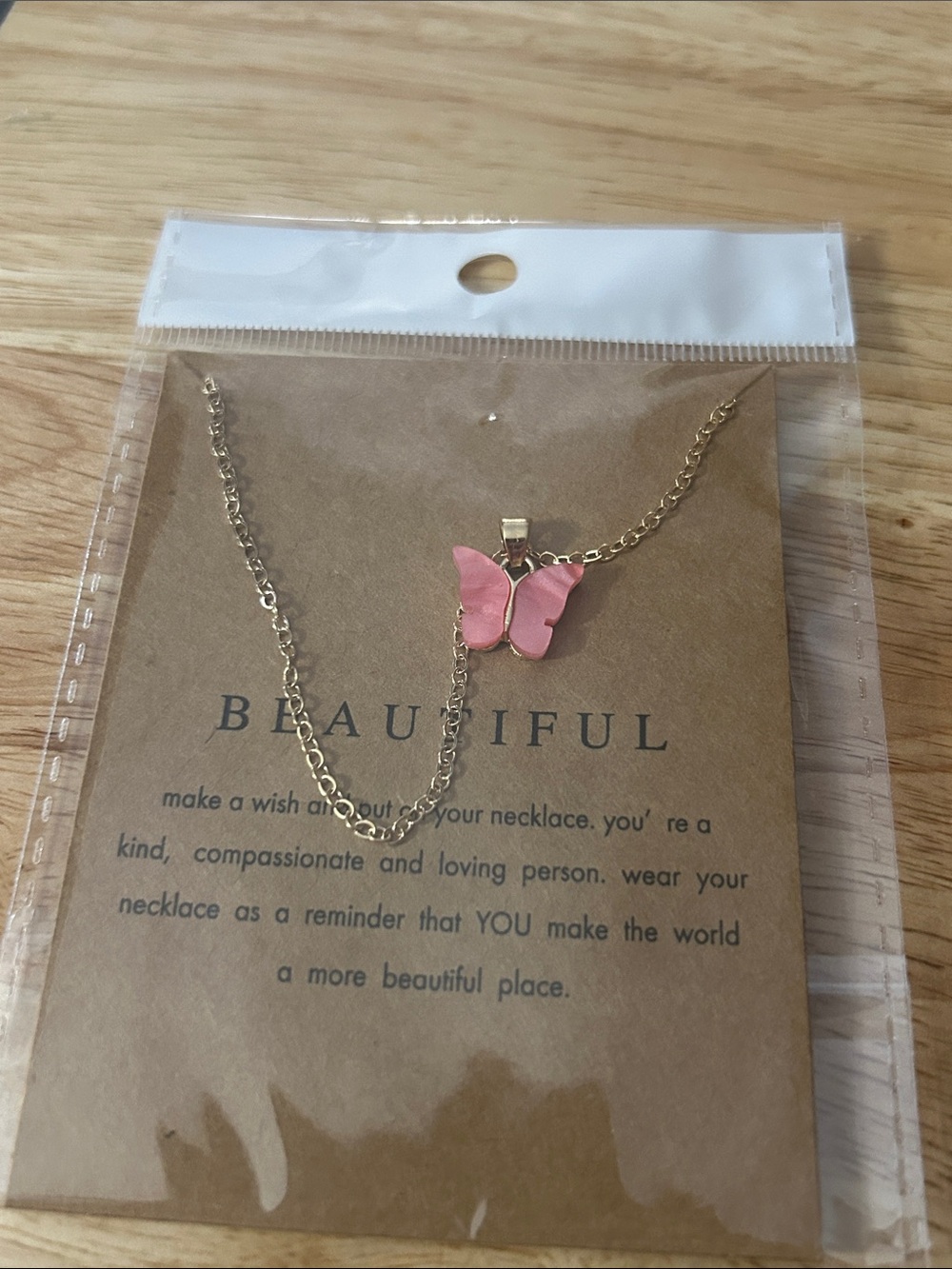 Pink Butterfly Pendant Necklace - Elegant Women’s Jewelry